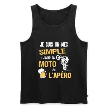 Je suis un mec simple, Humour motard Apéro - Débardeur bio Premium Homme - noir - Devant - Michal (187cm)