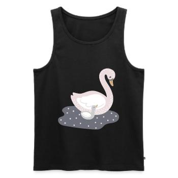 Maman cygne avec bébé fille cygne - Débardeur bio Premium Homme - noir - Devant - AI Model Male 178 light (178cm)
