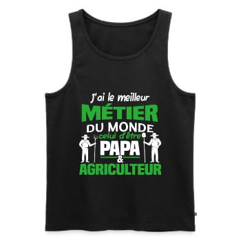 J'ai le meilleur métier du monde, papa agriculteur - Débardeur bio Premium Homme - noir - Devant - Michal (187cm)