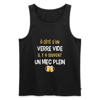 Humour alcool bière, jeu de mot idée cadeau fêtard - Débardeur bio Premium Homme - noir - Devant - AI Model Male 178 light (178cm)
