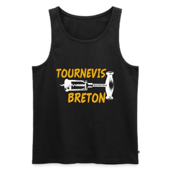 Tournevis breton, humour Bretagne, idée cadeau - Débardeur bio Premium Homme - noir - Devant - Michal (187cm)