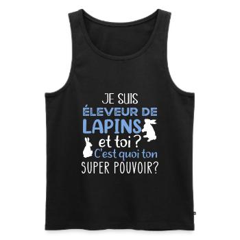 Cuniculteur éleveur de lapins, humour métier homme - Débardeur bio Premium Homme - noir - Devant - Michal (187cm)