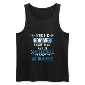 Astronomie idée cadeau astronome humour passion - Débardeur bio Premium Homme - noir - Devant - AI Model Male 178 light (178cm)