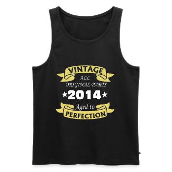 Jahrgang 2014 10 Jahre perfekt gereift - Männer Premium Bio Tank Top - Schwarz - Vorne - Michal (187cm)