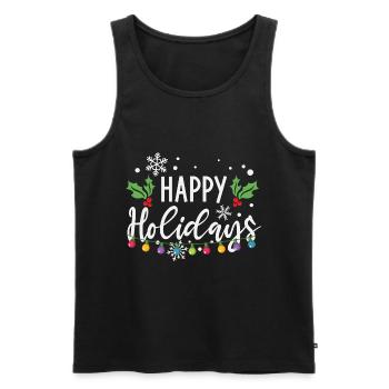 Happy Holidays Christmas Light Bulbs - Men's Premium Organic Tank Top - black - Front - Michal (187cm)
