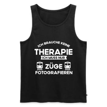 Trains Therapie Zug Spotter Eisenbahner Fotograf - Männer Premium Bio Tank Top - Schwarz - Vorne - Michal (187cm)