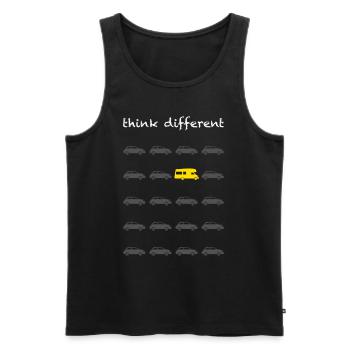 Think different, think in Campervans - Männer Premium Bio Tank Top - Schwarz - Vorne - Michal (187cm)