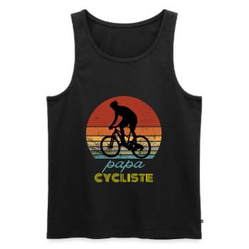 papa cycliste cadeau homme vélo VTT Homme - Débardeur bio Premium Homme - noir - Devant - Michal (187cm)
