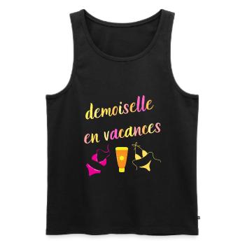 demoiselle en vacances femme été vacances - Débardeur bio Premium Homme - noir - Devant - AI Model Male 178 light (178cm)