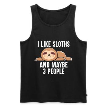 Sloth Lazy Nap Tired Slowly Sleepy Sloths - Men's Premium Organic Tank Top - black - Front - Michal (187cm)