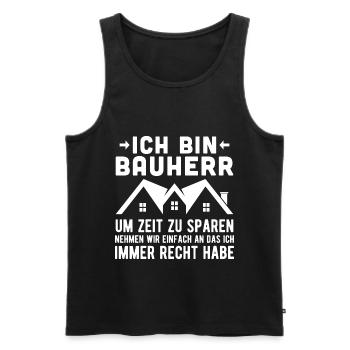 Bauherr Bauherrin Outfit für Hausbau Richtfest - Männer Premium Bio Tank Top - Schwarz - Vorne - Michal (187cm)