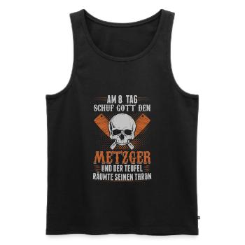 Metzger lustiger Spruch Fleischer Schlächter - Männer Premium Bio Tank Top - Schwarz - Vorne - Michal (187cm)