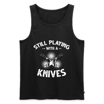 Games with Knife Knife Collector Knife Fan - Men's Premium Organic Tank Top - black - Front - AI Model Male 178 light (178cm)