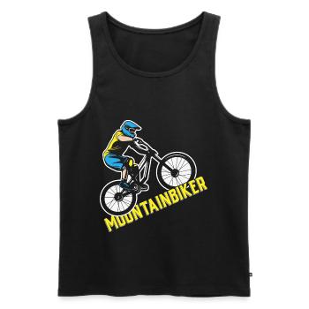 Mountainbiker Herren Damen Kinder Mountainbike - Männer Premium Bio Tank Top - Schwarz - Vorne - Michal (187cm)