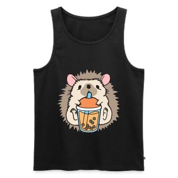 Bubble Tea Igel - Männer Premium Bio Tank Top - Schwarz - Vorne - AI Model Male 178 light (178cm)