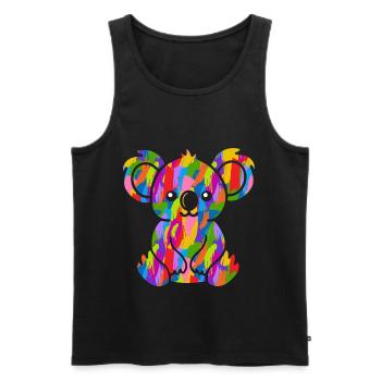 Koala Bunt Vintage Regenbogen Retro - Männer Premium Bio Tank Top - Schwarz - Vorne - AI Model Male 178 light (178cm)