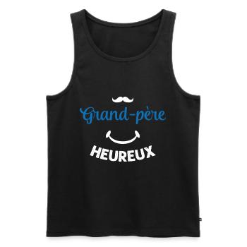 Cadeau drôle grand-père heureux - Débardeur bio Premium Homme - noir - Devant - Michal (187cm)
