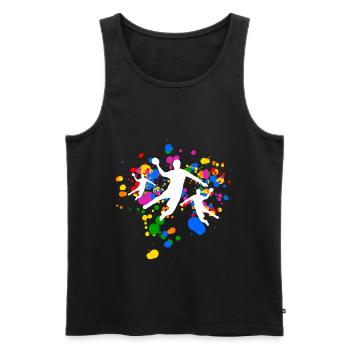 Handball avec feux d’artifice colorés - Débardeur bio Premium Homme - noir - Devant - Michal (187cm)