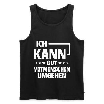 Introvertiert Ich kann gut Mitmenschen umgehen - Männer Premium Bio Tank Top - Schwarz - Vorne - AI Model Male 178 light (178cm)