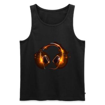 Headphones - Männer Premium Bio Tank Top - Schwarz - Vorne - Michal (187cm)