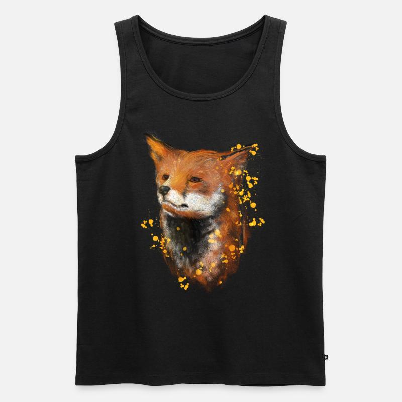 Fuchs Bunte Tierwelt Waldtiere Tiermotiv Tierisch - Männer Premium Bio Tank Top - Schwarz