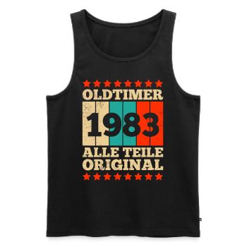 1983 Oldtimer alle Teile original 40 Jahre - Männer Premium Bio Tank Top - Schwarz - Vorne - AI Model Male 178 light (178cm)