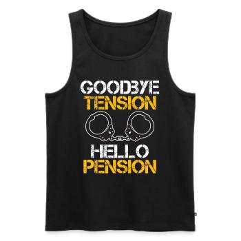 Rente 2023 Adieu Tension Hello Pension - Débardeur bio Premium Homme - noir - Devant - Michal (187cm)