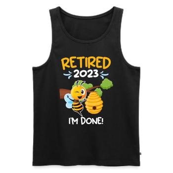 Pensioner 2023 I have finished retirement - Men's Premium Organic Tank Top - black - Front - Michal (187cm)
