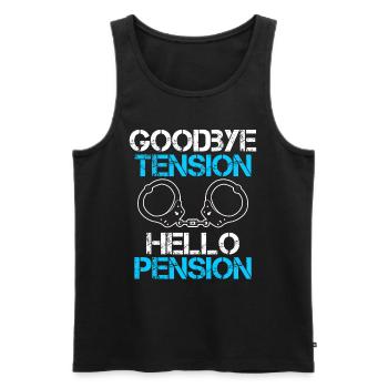Rente 2023 Adieu Tension Hello Pension - Débardeur bio Premium Homme - noir - Devant - Michal (187cm)