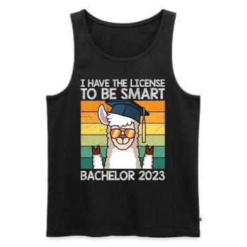 Bachelor 2023 Licence à Clever Shit - Débardeur bio Premium Homme - noir - Devant - AI Model Male 178 light (178cm)