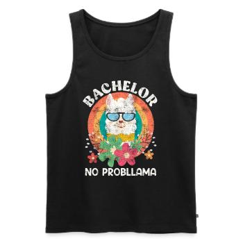 Bachelor's degree NO Probllama - Men's Premium Organic Tank Top - black - Front - AI Model Male 178 light (178cm)