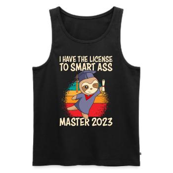 Master 2023 Licence à Clever Shit - Débardeur bio Premium Homme - noir - Devant - AI Model Male 178 light (178cm)