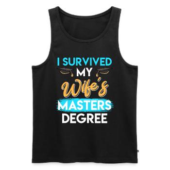 Survived Meine Frau hat einen Master Abschluss - Männer Premium Bio Tank Top - Schwarz - Vorne - AI Model Male 178 light (178cm)