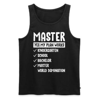 Mein Plan geht auf Weltherrschaft Master Abschluss - Männer Premium Bio Tank Top - Schwarz - Vorne - AI Model Male 178 light (178cm)