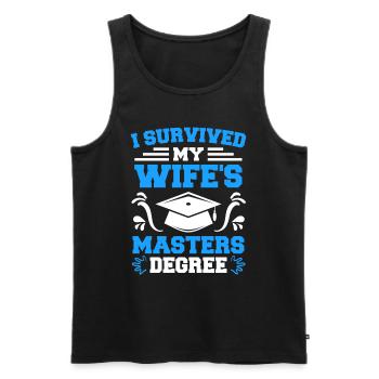 Überlebt meine Frau hat einen Master Abschluss - Männer Premium Bio Tank Top - Schwarz - Vorne - AI Model Male 178 light (178cm)