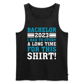 Pour cela, j’ai dû étudier pendant longtemps le baccalauréat - Débardeur bio Premium Homme - noir - Devant - AI Model Male 178 light (178cm)