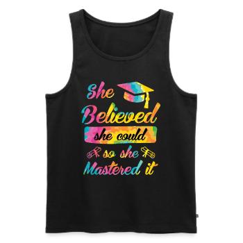 Sie hat es gemeistert Master Abschluss - Männer Premium Bio Tank Top - Schwarz - Vorne - AI Model Male 178 light (178cm)