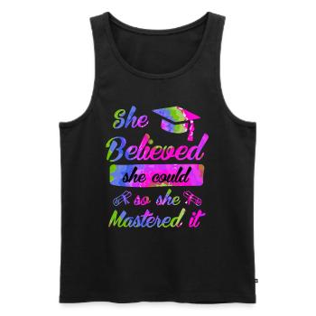 Sie hat es gemeistert Master Abschluss - Männer Premium Bio Tank Top - Schwarz - Vorne - AI Model Male 178 light (178cm)