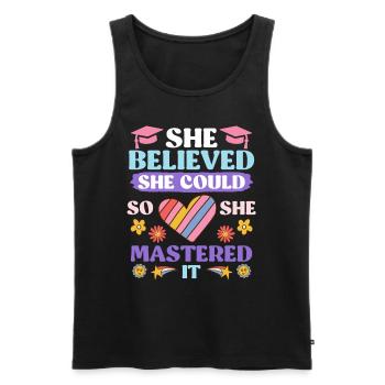 Sie hat es gemeistert Master Abschluss - Männer Premium Bio Tank Top - Schwarz - Vorne - AI Model Male 178 light (178cm)