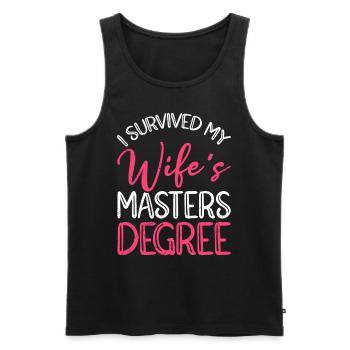Überlebt Meine Frau hat einen Master Abschluss - Männer Premium Bio Tank Top - Schwarz - Vorne - AI Model Male 178 light (178cm)