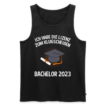 Lizenz zum klugscheißen Bachelor Abschluss - Männer Premium Bio Tank Top - Schwarz - Vorne - AI Model Male 178 light (178cm)