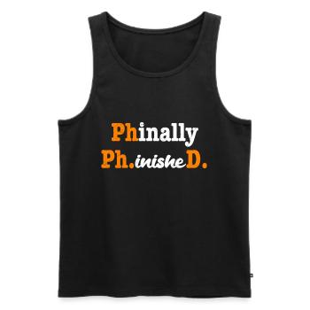 Phinally Phinished a finalement terminé son doctorat - Débardeur bio Premium Homme - noir - Devant - AI Model Male 178 light (178cm)
