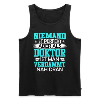 Personne n’est parfait sauf un médecin - Débardeur bio Premium Homme - noir - Devant - Michal (187cm)