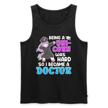 Einhorn zu sein war schwer Doktor Doktortitel - Männer Premium Bio Tank Top - Schwarz - Vorne - Michal (187cm)