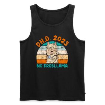 Doktor Abschluss 2023 No Probllama PhD Doktortitel - Männer Premium Bio Tank Top - Schwarz - Vorne - AI Model Male 178 light (178cm)