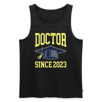 Phinished Graduation 2023 Docteur Ph.D Doctorat - Débardeur bio Premium Homme - noir - Devant - Michal (187cm)