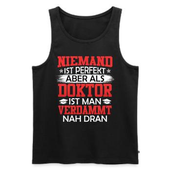 Personne n’est parfait sauf un médecin - Débardeur bio Premium Homme - noir - Devant - Michal (187cm)