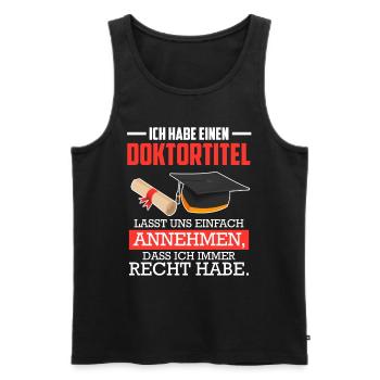 Doctorat J’ai toujours raison - Débardeur bio Premium Homme - noir - Devant - Michal (187cm)