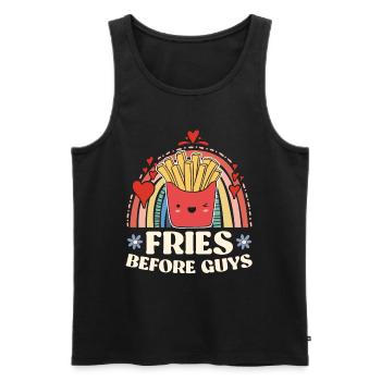 Célibataire Frites Amour Couple Saint Valentin - Débardeur bio Premium Homme - noir - Devant - Michal (187cm)