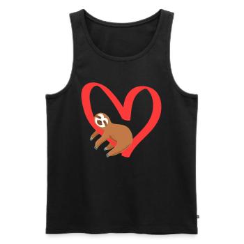 J’aime mon amour paresseux Amour Saint-Valentin - Débardeur bio Premium Homme - noir - Devant - Michal (187cm)